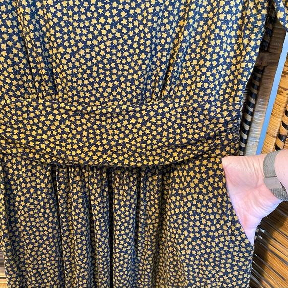 Boden Blue and Yellow print Dress long sleeve modest 12 pockets autumncore - Picture 5 of 8